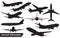 Collection of Airplane black silhouettes