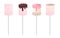 Collection of appetizing cute marshmallows on sticks in chocolate icing and sprinkles