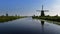 A collection of authentic historic windmills in Kinderdijk, Netherlands