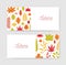 Collection of autumn horizontal banner templates with fallen tree leaves on white background. Elegant seasonal natural