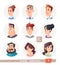 Collection of avatars, people. A set of user faces for a web forum or account. Icons of men and women.