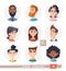 Collection of avatars, people. A set of user faces for a web forum or account. Icons of men and women.