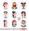 Collection of avatars, people. A set of user faces for a web forum or account. Icons of men and women.