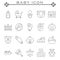 Collection of baby related vector outline icons.