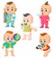 the collection of the baby`s activities in the different posing