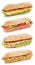 Collection of baguette sub sandwiches salami ham cheese salmon f