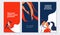 Collection of banners and cards with tango dancers pair in flat minimalistic style.