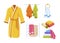 Collection of bathroom accessories towels and bathrobe personal hygiene everyday body care vector