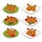 Collection of BBQ objects. set of barbecue elements, chicken legs