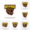 Collection of Bear Logo design vector. Modern professional grizzly bear logo for a sport team
