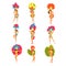 Collection of Beautiful Girls Wearing Bright Festival Costumes Dancing, Brazilian Carnival Samba Dancers, Rio de Janeiro