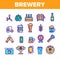 Collection Beer Brewery Elements Vector Icons Set