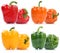 Collection of bell pepper peppers paprika paprikas on w