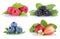 Collection of berries strawberries blueberries raspberries berry