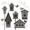 Collection of birds and birdhouses