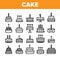 Collection Birthday Cake Sign Icons Set Vector