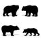 Collection of black bears, silhouette on a white background