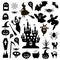 Collection of black icons Halloween on a white background