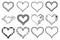 Collection of black outline ornate heart frames