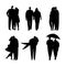 Collection of black silhouettes of couples in love. Vector illustration