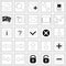 Collection of black and white computer icons for a