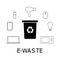 Collection of black and white icons of e-waste. Electronic garbage and bin with recycling marc. Vector concept