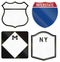 Collection of blank highway route shields used in the US