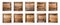 Collection of blank rustic wooden signs with copy space, isolated on transparent background.