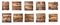 Collection of blank rustic wooden signs with copy space, isolated on transparent background.