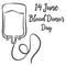 Collection blood donor day hand draw style