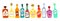 Collection of bottles of alcohol. Beer champagne red wine liquor vodka martini whiskey rum tequila. Hand draw cartoon isolated