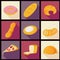 Collection of bread flat icons