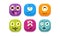 Collection of bright buttons emoticons with different emotions, emoji monsters vector Illustration