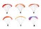 collection Bright colorful parachute on white background, isolated