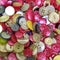 A collection of brightly coloured buttons