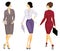 Collection. Business woman holding a folder. Beautiful girl in a strict suit. It is a woman in high heels shoes. Vector
