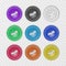 Collection of buttons for clothes, art and crafts in various bright colors. Fashion and needlework Vector format