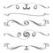 Collection of calligraphic lines ornaments or dividers . Retro style