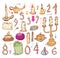 collection of candles, candles icons, drawn vector illustration