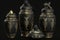 Collection of canopic jars from ancient Egypt.