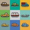 Collection of cars and trucks illustration
