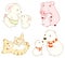 Collection of cartoon animals in kawaii style