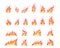 Collection cartoon flame flat style. Fire vector set