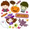 Collection of cartoon Halloween kawaii  stickers