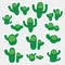 Collection of cartoon hand-drawn cacti with different emotions. Vector illustration. Use as sticker icon symbol emblem