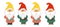 a collection of cartoon smiling gnomes in the flat style on an isolated background.seth cute dwarfs