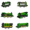 A Collection of Cartoon Steam Train Locomotive Engines Used for Public Transport Illustration