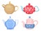 Collection of ceramic teapots for tea or coffee. Vector illustration.