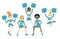 Collection of cheerleaders isolated on a white background. Vector graphics