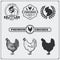 Collection of Chicken meat labels, badges, emblems and design elements.